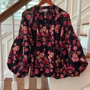 Olivia James the Label Emory Blouse in Vintage Bird Large